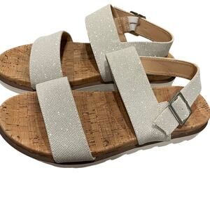 Corkys Boutique Silver Glitter Sandals Size 9 Fresh Cork EUC